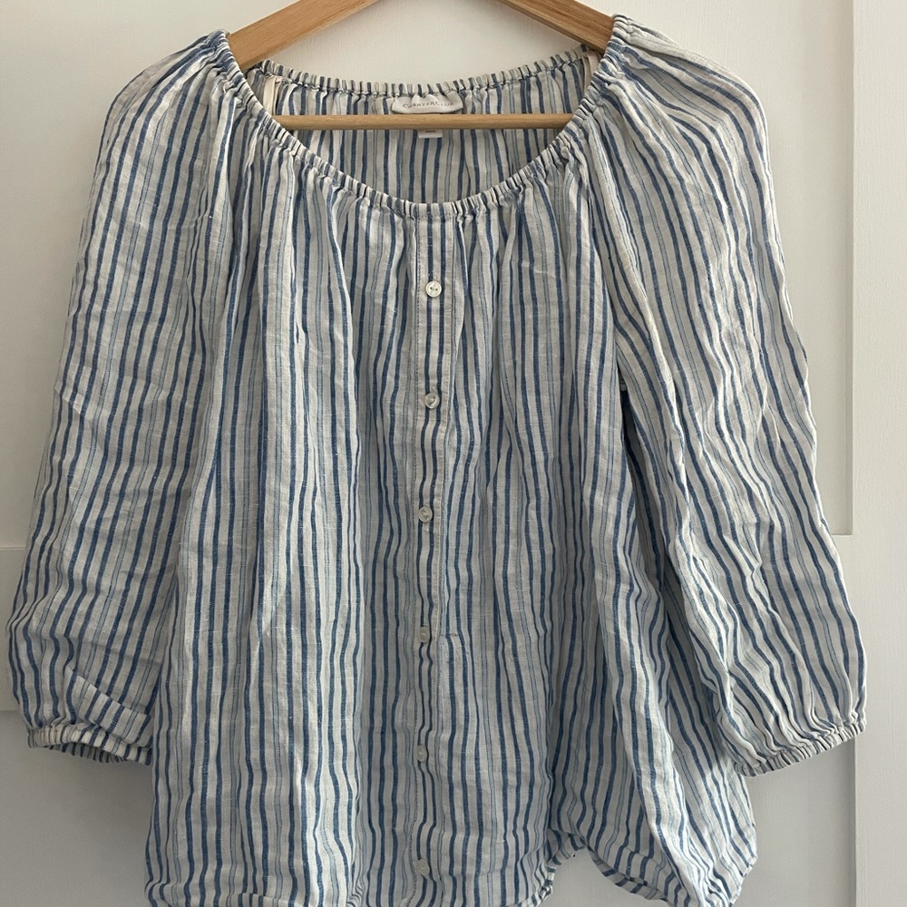 Charter Club Macy’s blue and white top